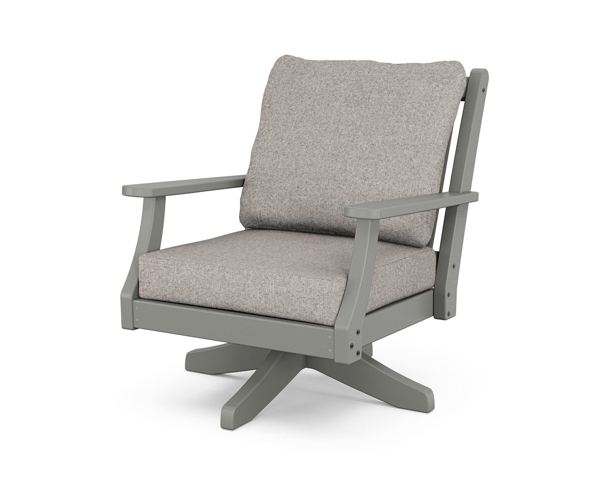 POLYWOOD Wovendale Deep Seating Swivel Chair in Slate Grey / Weathered Tweed