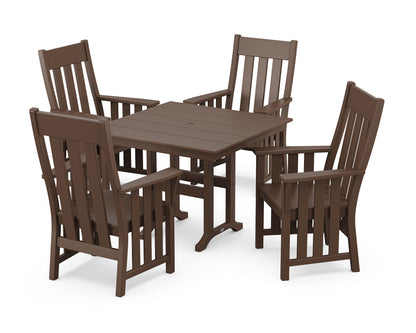 POLYWOOD Acadia 5-Piece Farmhouse Dining Set in Mahogany