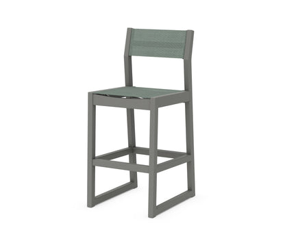 POLYWOOD EDGE Sling Bar Side Chair in Slate Grey / Dupioni Sea Mist
