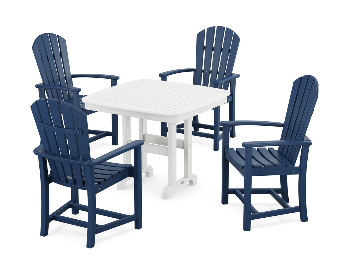 POLYWOOD Palm Coast 5-Piece Dining Set in Navy / White