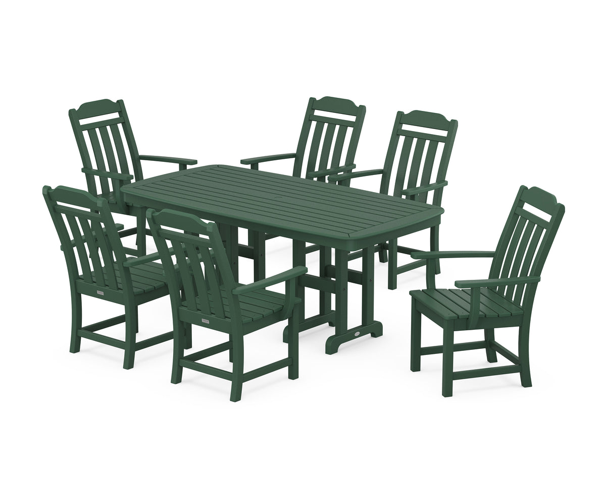 POLYWOOD Cottage Arm Chair 7-Piece Dining Set in Green