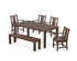 POLYWOOD Prairie 6-Piece Parsons Dining Set with Bench in Mahogany