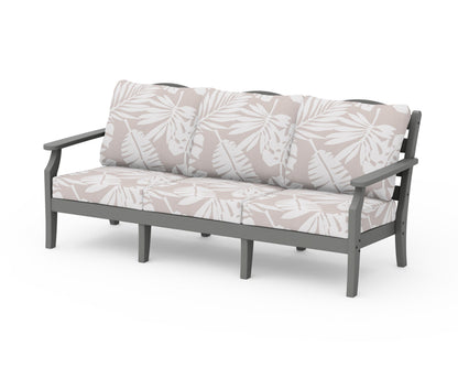POLYWOOD Savannah Deep Seating Sofa in Slate Grey / Leaf Dune Burlap