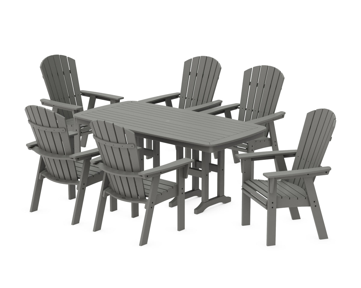 POLYWOOD Nautical Curveback Adirondack 7-Piece Dining Set in Slate Grey