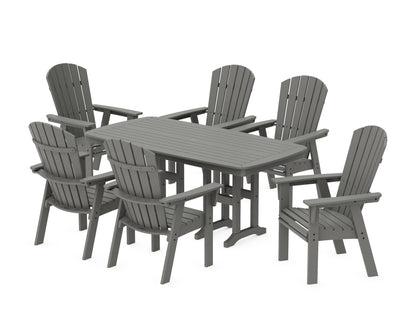 POLYWOOD Nautical Curveback Adirondack 7-Piece Dining Set in Slate Grey