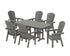 POLYWOOD Nautical Curveback Adirondack 7-Piece Dining Set in Slate Grey
