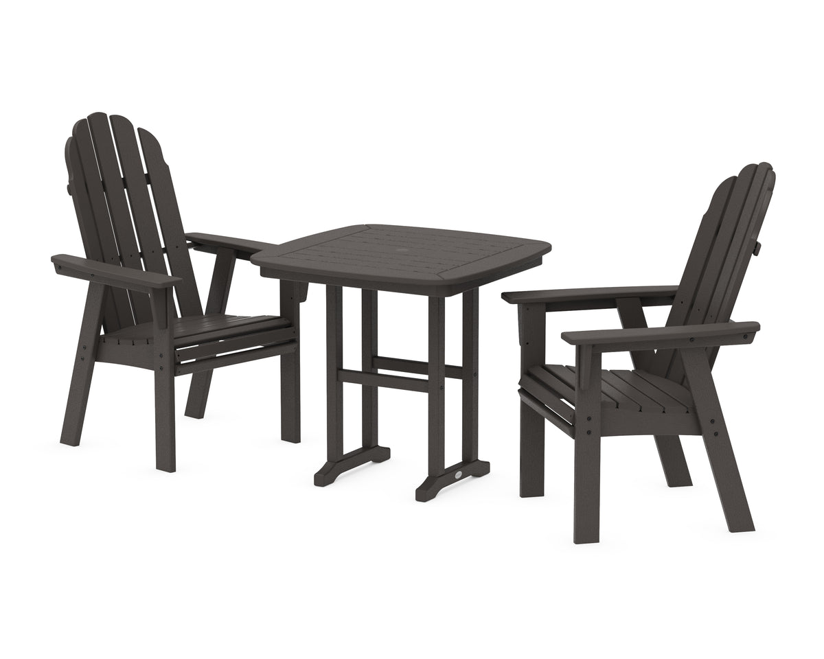 POLYWOOD Vineyard Adirondack 3-Piece Dining Set in Vintage Coffee