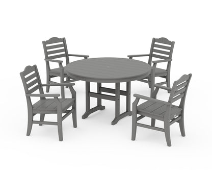 POLYWOOD Savannah 5-Piece Round Farmhouse Dining Set in Slate Grey