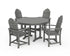 POLYWOOD Classic Adirondack 5-Piece Round Farmhouse Dining Set in Slate Grey