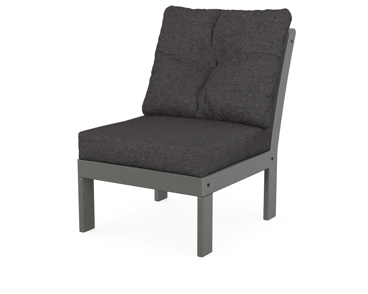 POLYWOOD Vineyard Modular Armless Chair in Slate Grey / Ash Charcoal