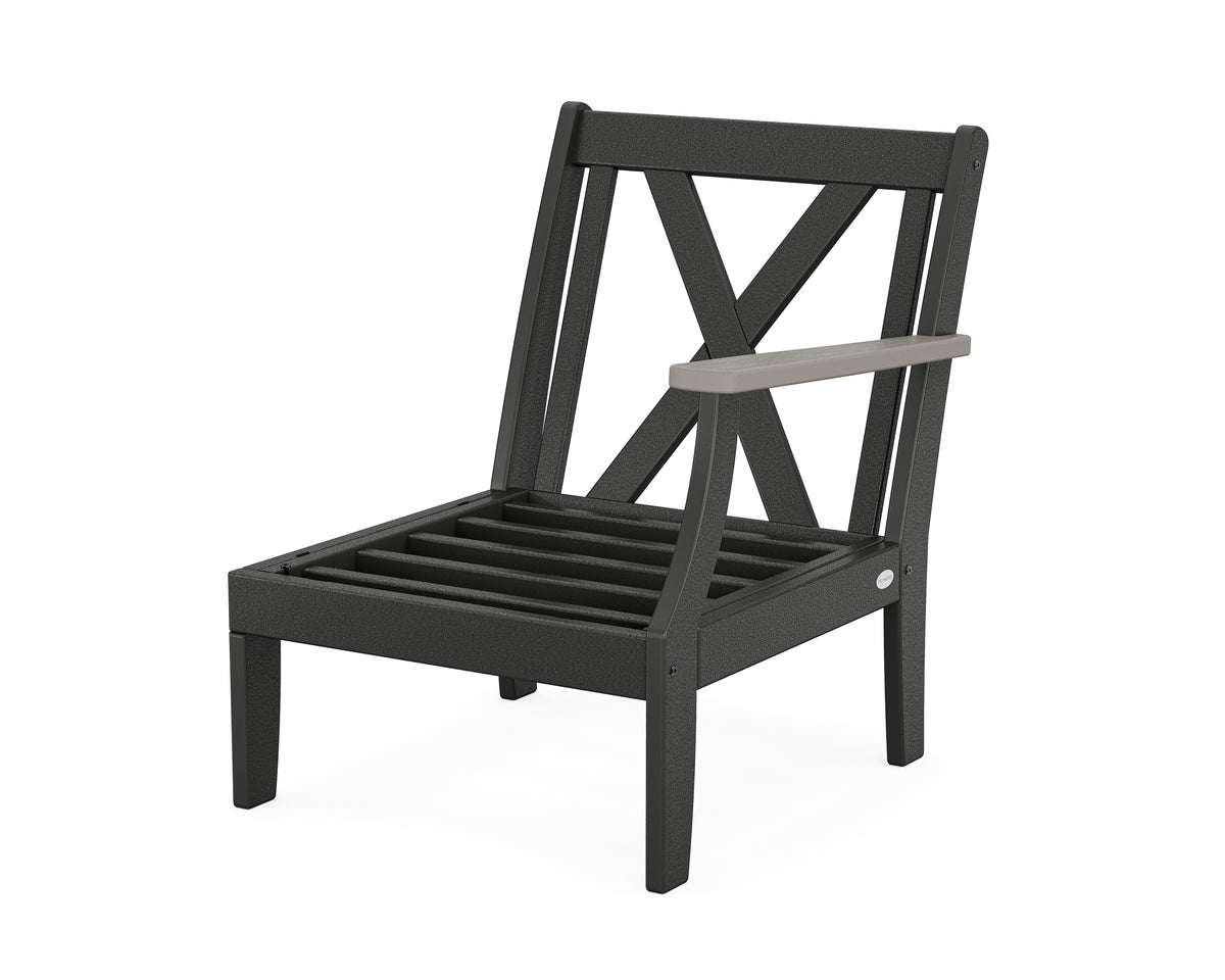 POLYWOOD Braxton Modular Right Arm Chair Frame in Black / Driftwood