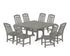 POLYWOOD Cottage 9-Piece Square Farmhouse Side Chair Dining Set with Trestle Legs in Slate Grey