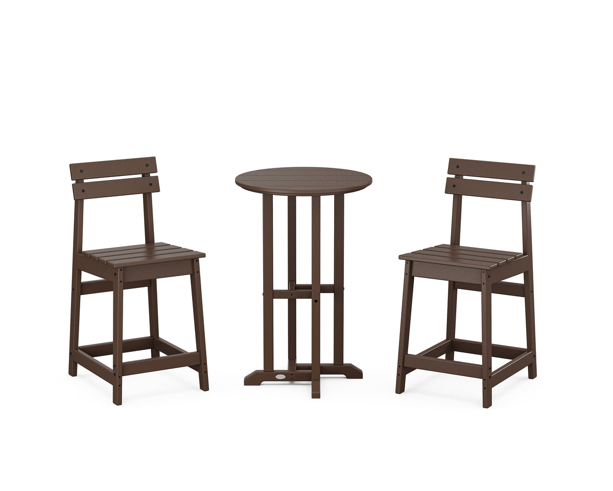 POLYWOOD Modern Studio Plaza 3-Piece Bistro Counter Set in Mahogany