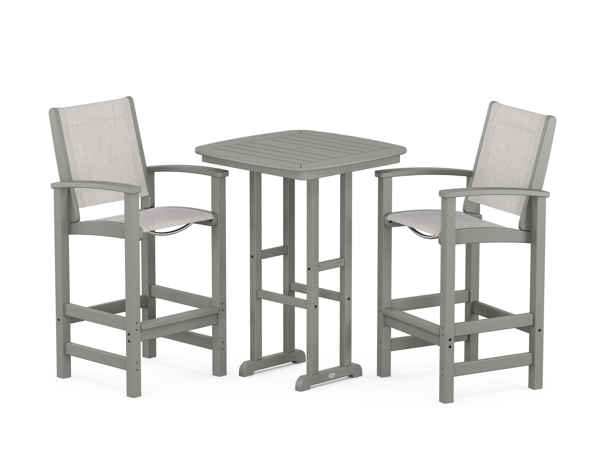 POLYWOOD Coastal 3-Piece Bar Set in Slate Grey / Parchment