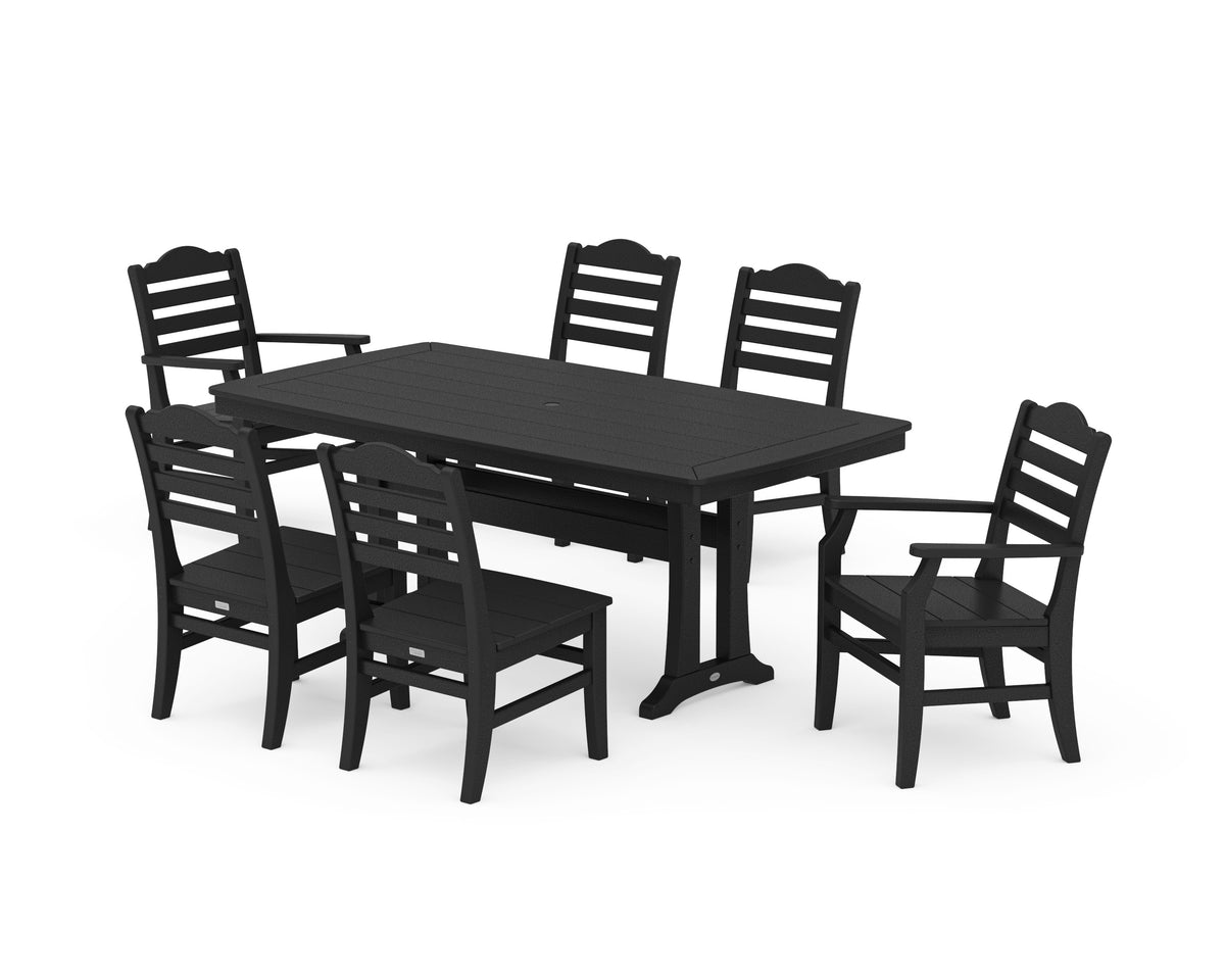 POLYWOOD Savannah 7-Piece Dining Set with Trestle Legs in Black
