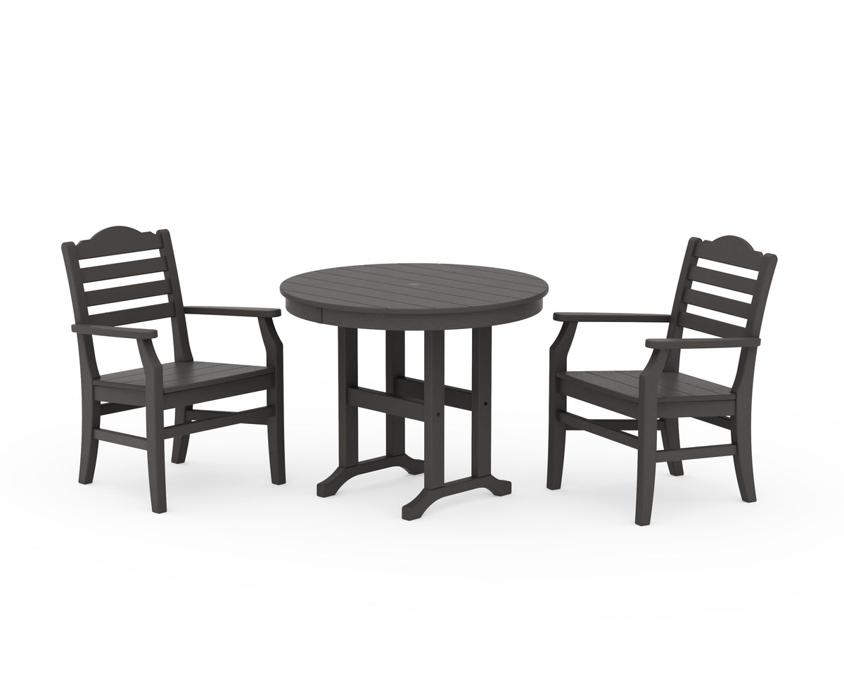 POLYWOOD Savannah 3-Piece Farmhouse Dining Set in Vintage Coffee