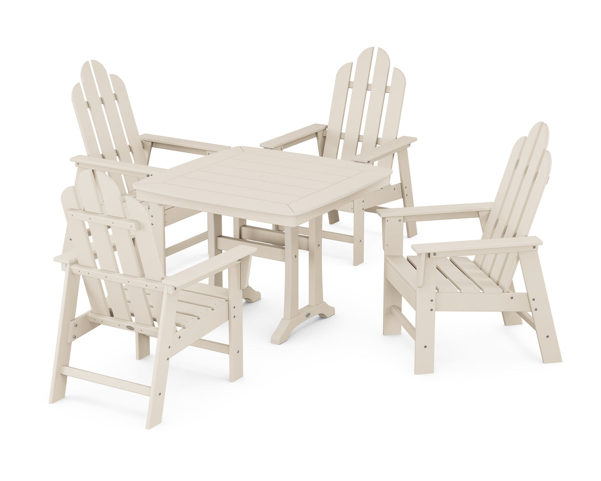 POLYWOOD Long Island 5-Piece Dining Set with Trestle Legs - 37" Table in Sand