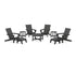 POLYWOOD Modern Studio Adirondack 9-Piece Conversation Set in Black
