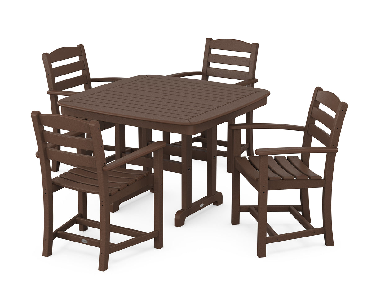 POLYWOOD La Casa Café 5-Piece Dining Set with Trestle Legs - 44" Table in Mahogany