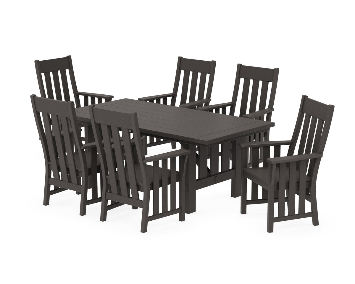 POLYWOOD Acadia Arm Chair 7-Piece Dining Set in Vintage Coffee