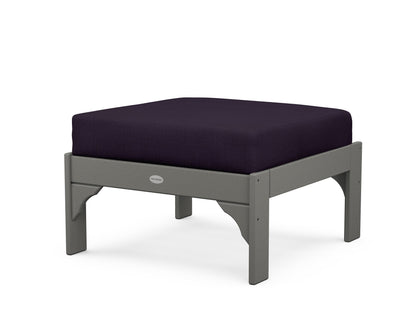 POLYWOOD Vineyard Deep Seating Ottoman in Slate Grey / Navy Linen