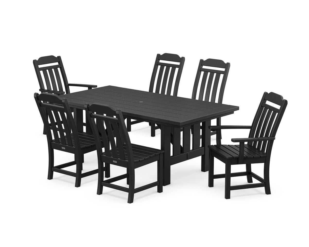 POLYWOOD Cottage 7-Piece Dining Set with Mission Table in Black