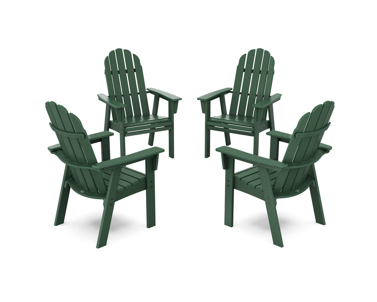 POLYWOOD Vineyard 4-Piece Curveback Upright Adirondack Conversation Set in Green