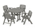 POLYWOOD Nautical Folding Lowback Chair 5-Piece Dining Set with Trestle Legs - 37" Table in Slate Grey