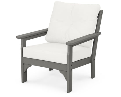 POLYWOOD Vineyard Deep Seating Chair in Slate Grey / Natural Linen