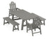 POLYWOOD Long Island 5-Piece Rustic Farmhouse Dining Set with Benches in Slate Grey