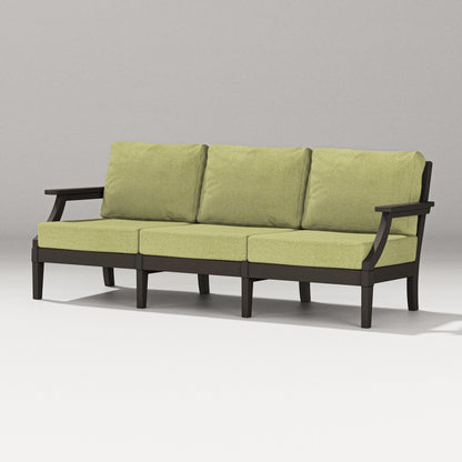 POLYWOOD Estate Sofa in Vintage Coffee / Chartreuse Boucle