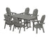 POLYWOOD Vineyard Curveback Adirondack Chair 7-Piece Dining Set in Slate Grey