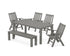 POLYWOOD Vineyard Folding Chair 6-Piece Parsons Dining Set with Bench in Slate Grey