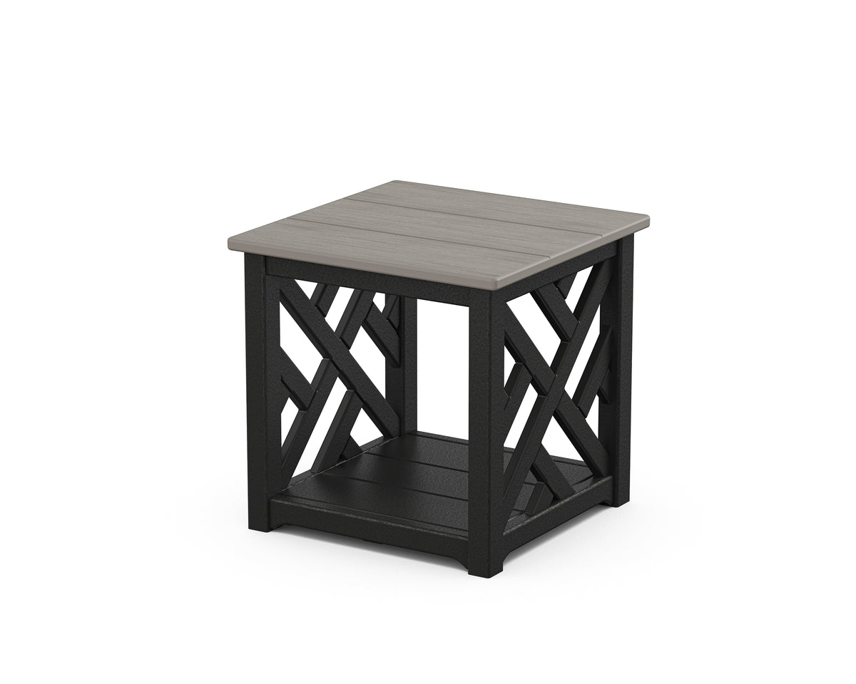 POLYWOOD Chippendale Accent Table in Black / Driftwood