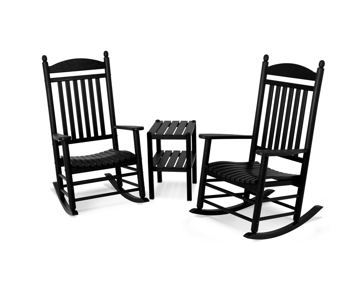POLYWOOD Jefferson 3-Piece Rocker Set in Black