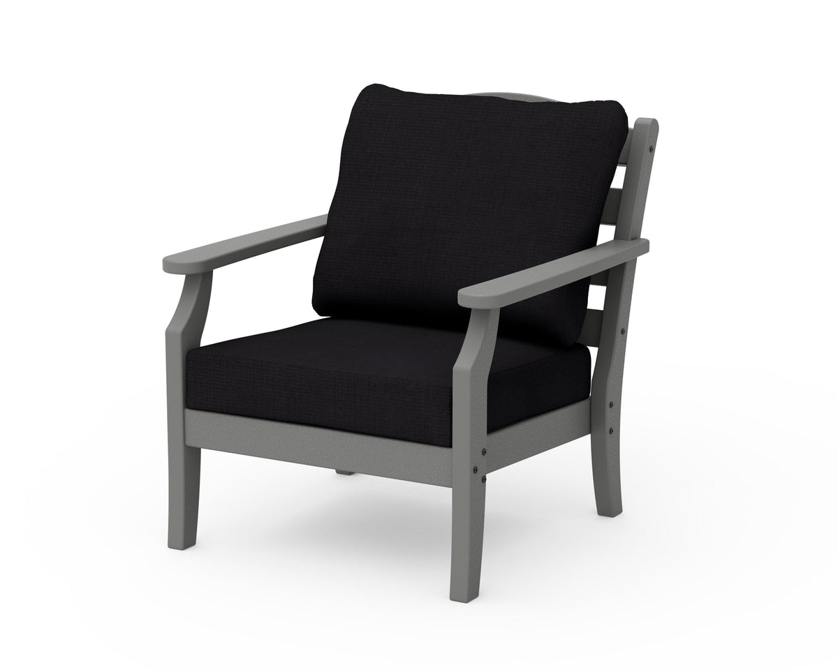 POLYWOOD Savannah Deep Seating Chair in Slate Grey / Midnight Linen