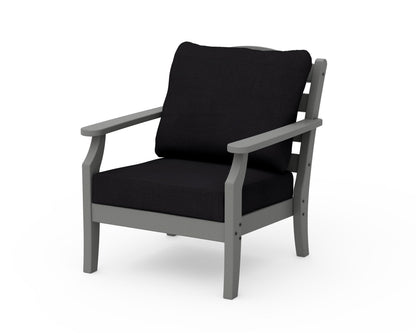 POLYWOOD Savannah Deep Seating Chair in Slate Grey / Midnight Linen