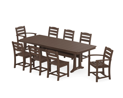 POLYWOOD La Casa Café 9-Piece Dining Set with Trestle Legs in Mahogany