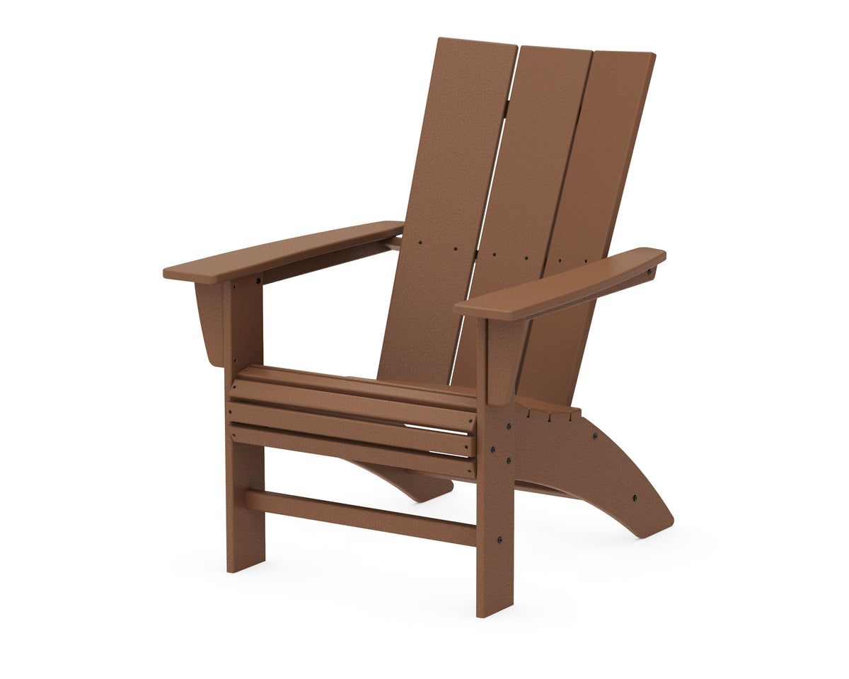 POLYWOOD Modern Curveback Adirondack Chair in Teak