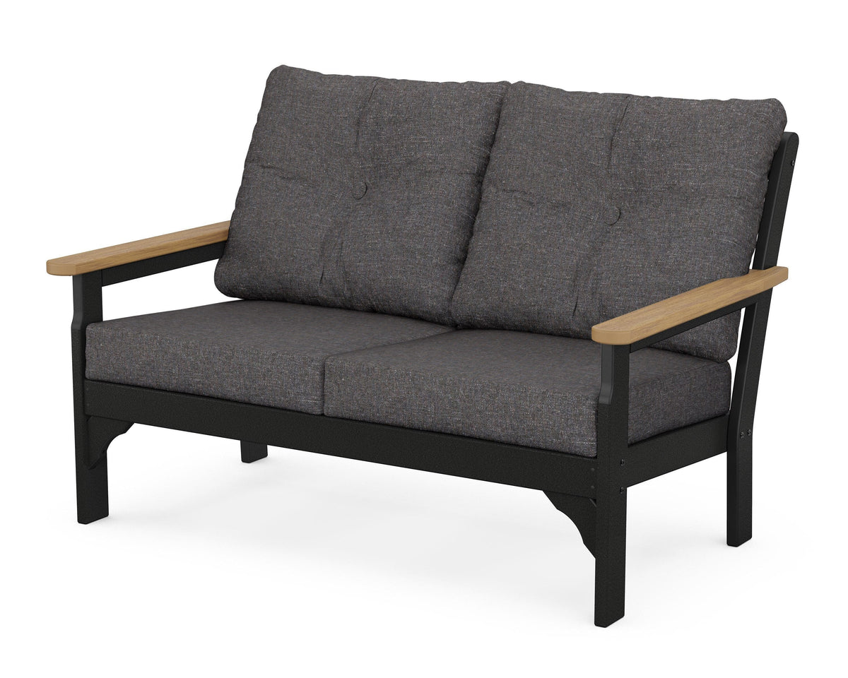 POLYWOOD Vineyard Deep Seating Loveseat in Black / Natural / Ash Charcoal
