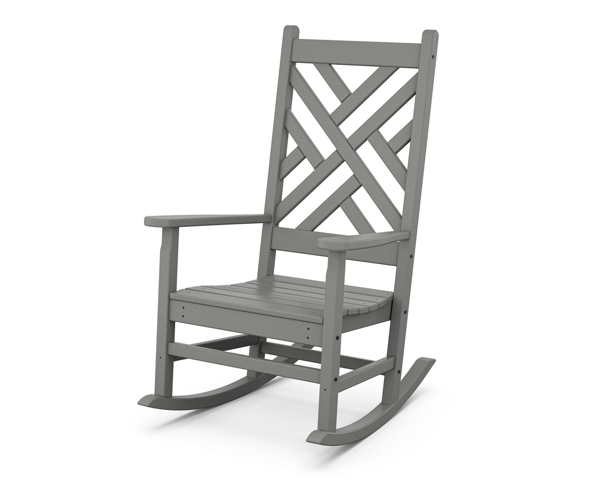 POLYWOOD Chippendale Porch Rocking Chair in Slate Grey