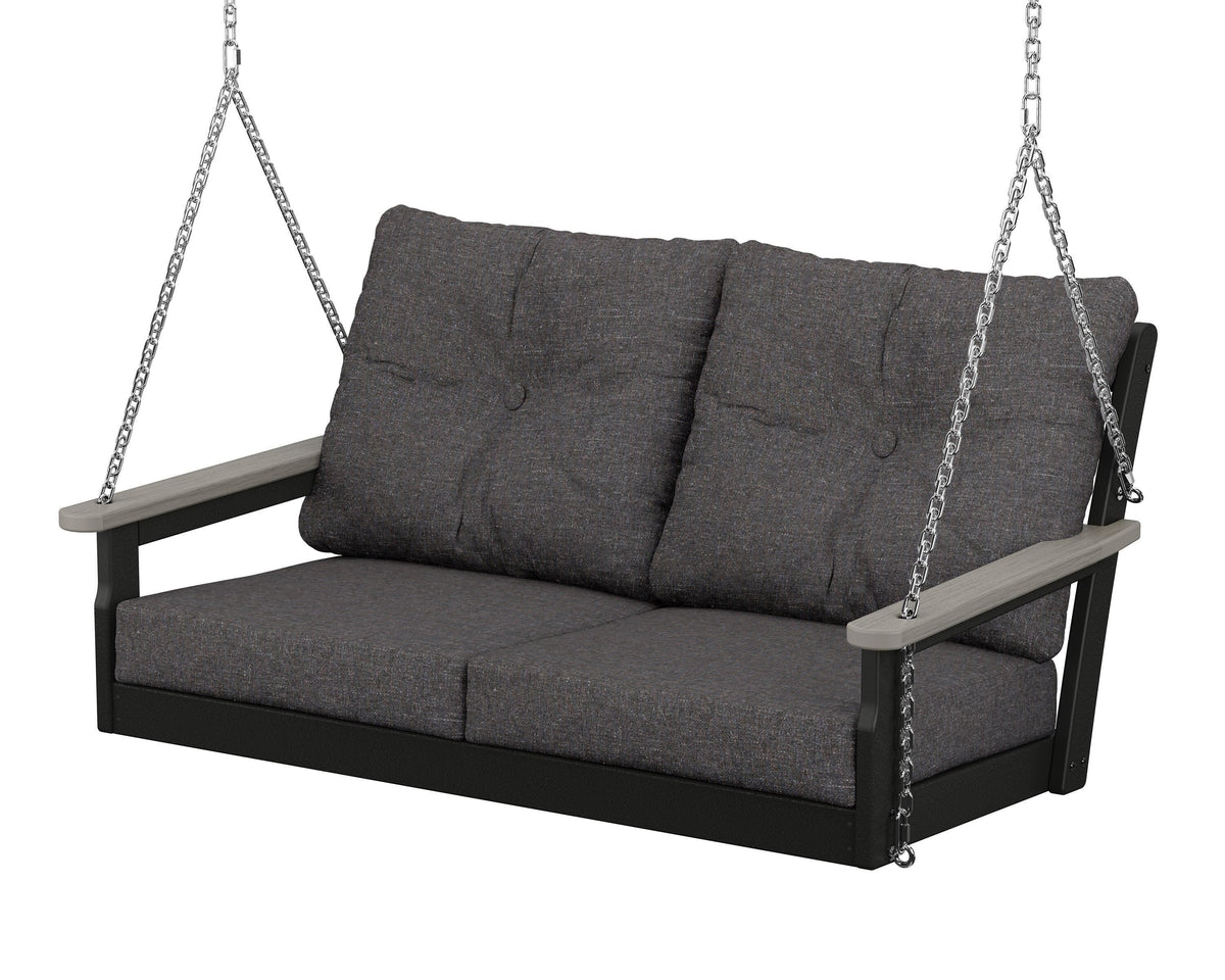 POLYWOOD Vineyard Deep Seating Swing in Black / Driftwood / Ash Charcoal