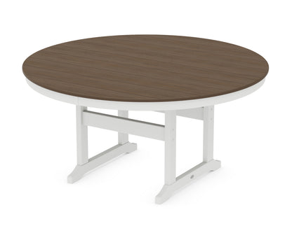 POLYWOOD 60" Round Farmhouse Dining Table in White / Kona