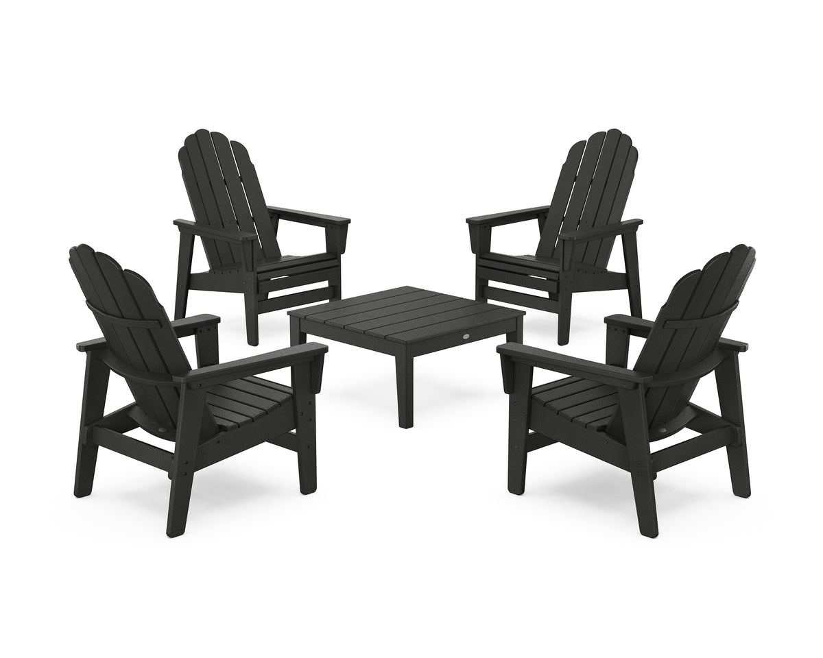 POLYWOOD 5-Piece Vineyard Grand Upright Adirondack Chair Conversation Group in Black