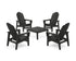 POLYWOOD 5-Piece Vineyard Grand Upright Adirondack Chair Conversation Group in Black