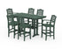 POLYWOOD Savannah 7-Piece Farmhouse Bar Set with Trestle Legs in Green
