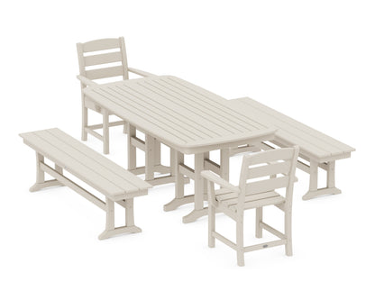 POLYWOOD Lakeside 5-Piece Dining Set with Benches - 37" x 72" Table in Sand