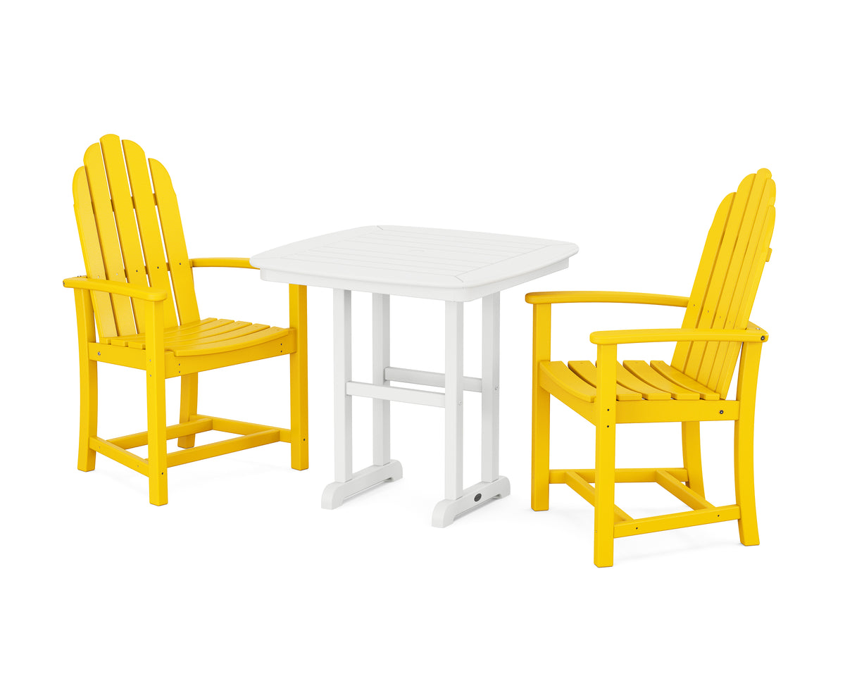 POLYWOOD Classic Adirondack 3-Piece Dining Set in Lemon / White