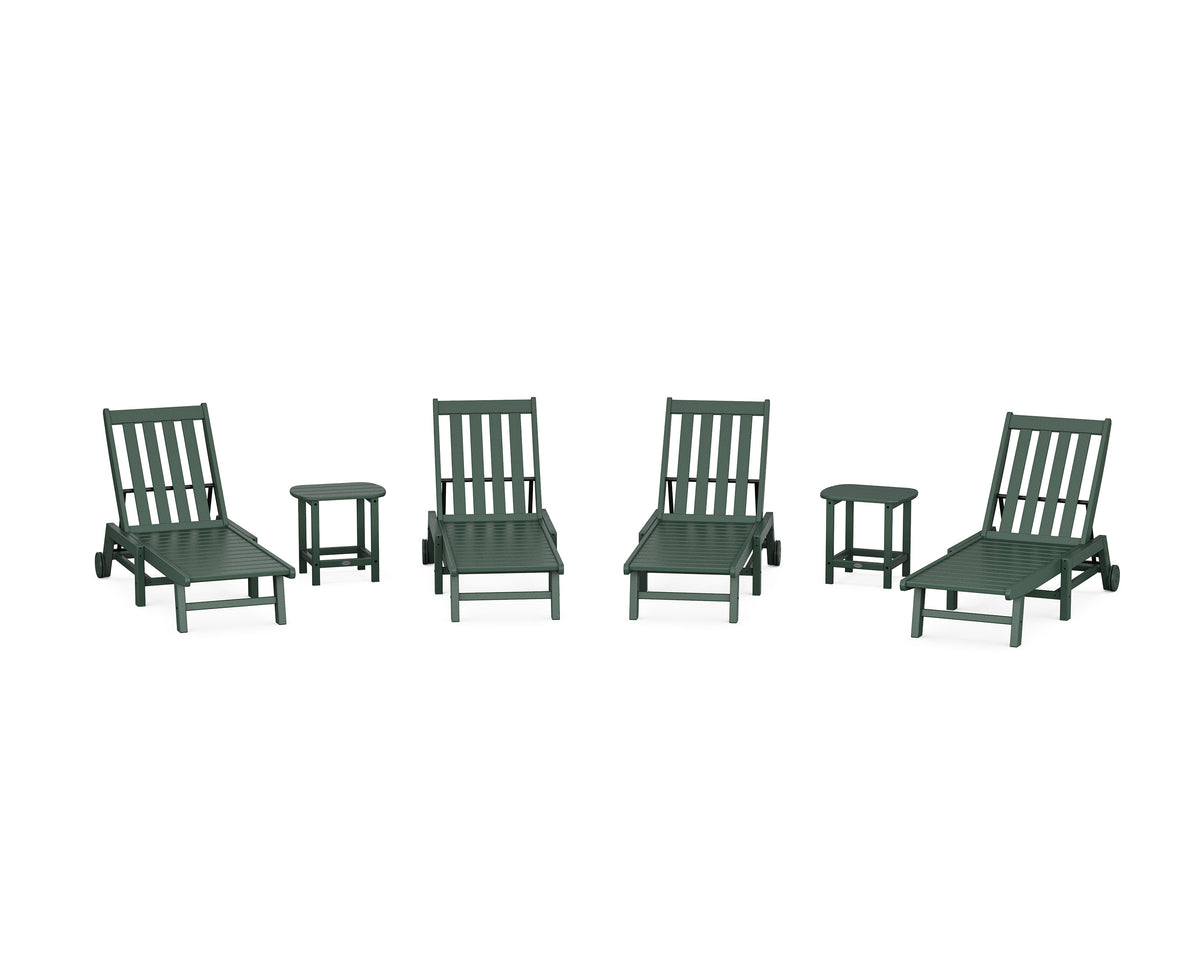 POLYWOOD Vineyard 6-Piece Chaise with Wheels Set in Green