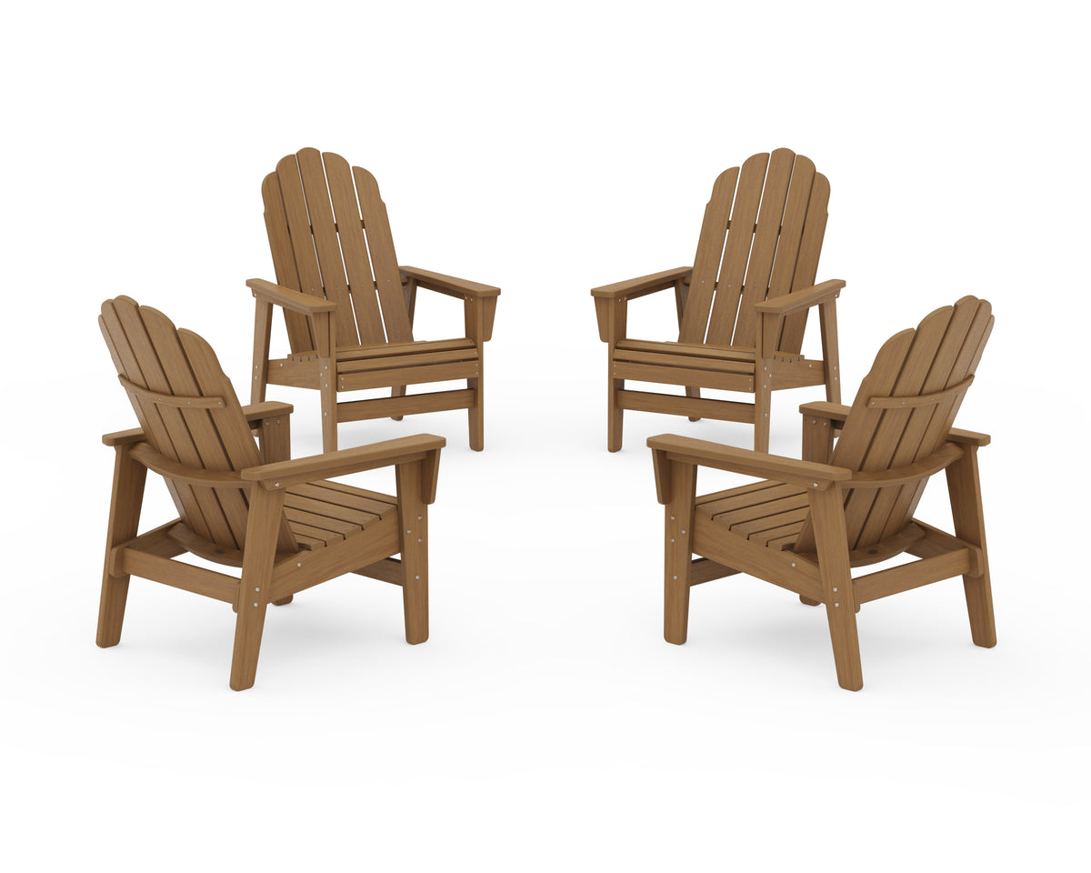 POLYWOOD 4-Piece Vineyard Grand Upright Adirondack Chair Conversation Set in Natural